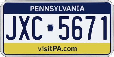 PA license plate JXC5671