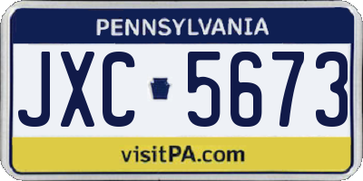 PA license plate JXC5673
