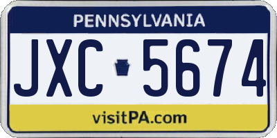 PA license plate JXC5674