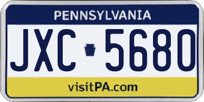 PA license plate JXC5680