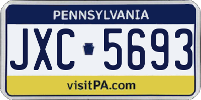 PA license plate JXC5693