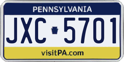PA license plate JXC5701