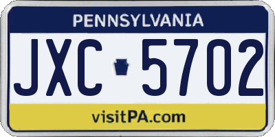 PA license plate JXC5702
