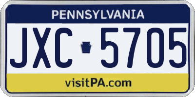 PA license plate JXC5705
