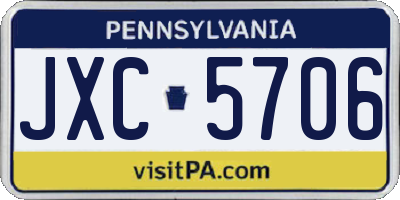 PA license plate JXC5706