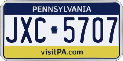 PA license plate JXC5707