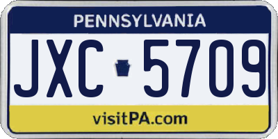 PA license plate JXC5709