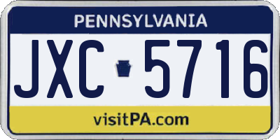 PA license plate JXC5716
