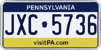 PA license plate JXC5736