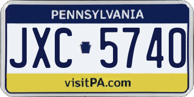 PA license plate JXC5740