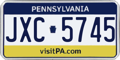 PA license plate JXC5745