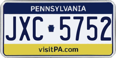 PA license plate JXC5752