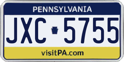 PA license plate JXC5755