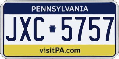 PA license plate JXC5757