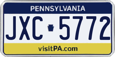 PA license plate JXC5772