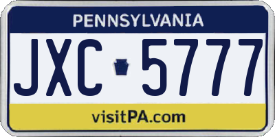 PA license plate JXC5777