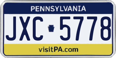 PA license plate JXC5778