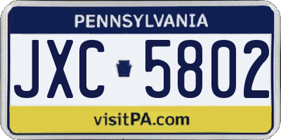 PA license plate JXC5802