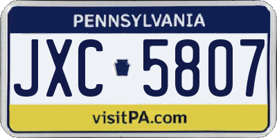 PA license plate JXC5807