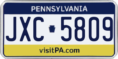 PA license plate JXC5809