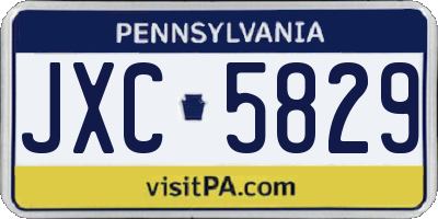 PA license plate JXC5829