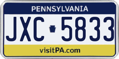 PA license plate JXC5833