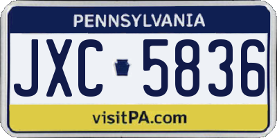 PA license plate JXC5836