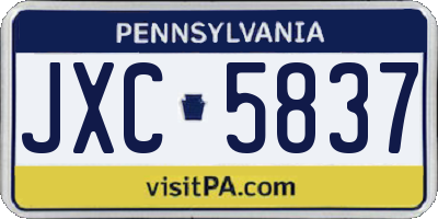 PA license plate JXC5837