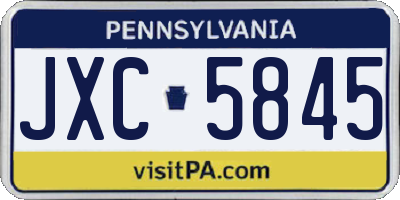 PA license plate JXC5845