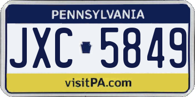 PA license plate JXC5849