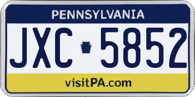 PA license plate JXC5852