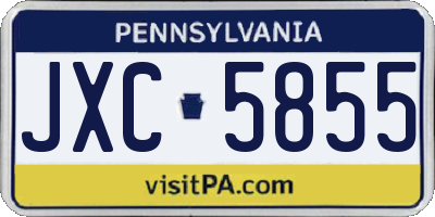 PA license plate JXC5855