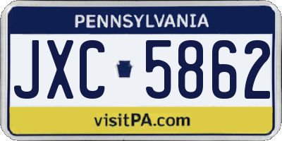 PA license plate JXC5862