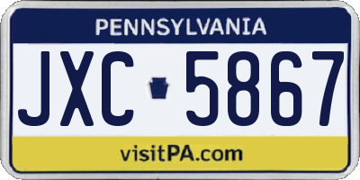 PA license plate JXC5867