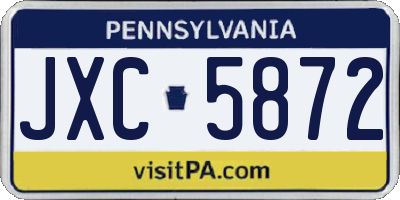 PA license plate JXC5872