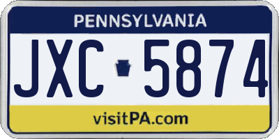 PA license plate JXC5874