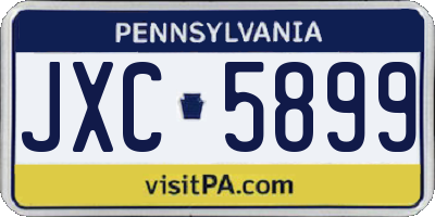 PA license plate JXC5899
