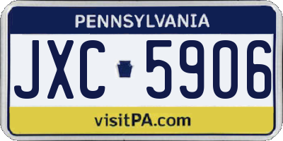 PA license plate JXC5906