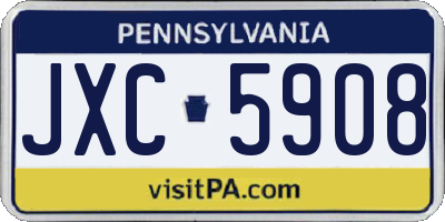 PA license plate JXC5908