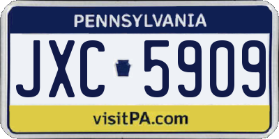 PA license plate JXC5909