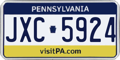 PA license plate JXC5924