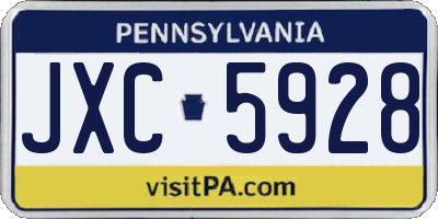 PA license plate JXC5928