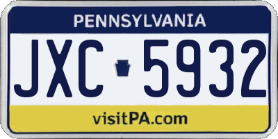 PA license plate JXC5932
