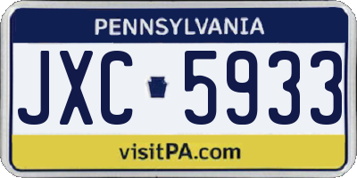 PA license plate JXC5933