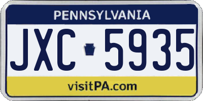 PA license plate JXC5935