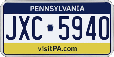 PA license plate JXC5940