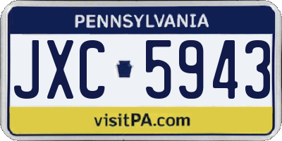 PA license plate JXC5943