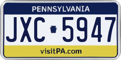 PA license plate JXC5947