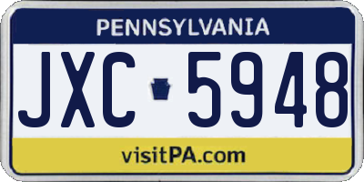 PA license plate JXC5948