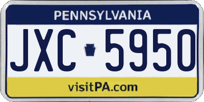 PA license plate JXC5950